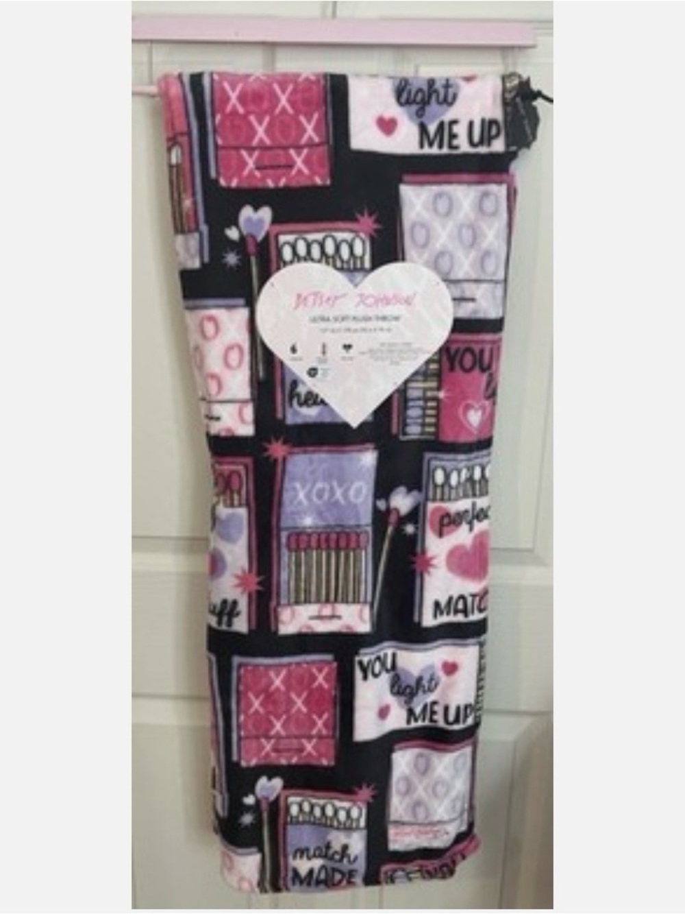 Betsey Johnson - Throw Blanket - You Light me Up, Perfect Match, Made in Heaven